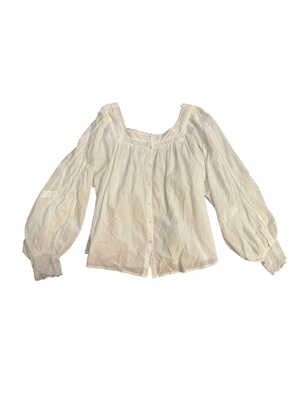 Jennifer & Grace White Cotton Embroidered Eyelet Blouse XL Romantic Boho Peasant - Picture 3 of 6